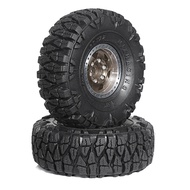 【 LCG5】-4Pcs 60mm 1.0In Metal Beadlock Wheel Tire Set for 1/18 1/24 RC Crawler Car TRX4M SCX24 AX24