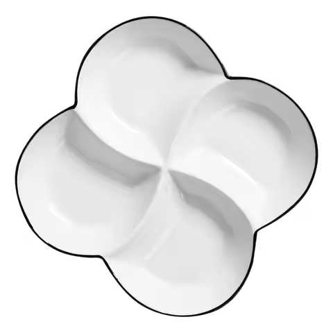 Porcelain Division Dinner Plate 8.5 Inch Rotating Wind Leaf Design 4 Compartment Ceramic Divided Pla