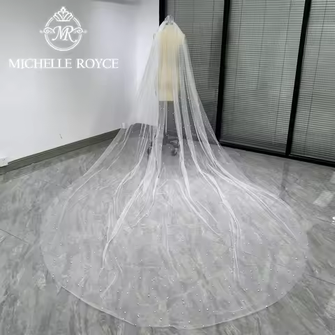 Michelle Royce Customized Adult Wedding Veils custom made length Beaded