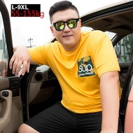 Pakaian Lelaki Bersaiz Besar Baju T-shirt Pendek Lelaki Kapas Lemak Longgar Bernafas Lengan Kemeja Bawah Musim Panas Penyayang