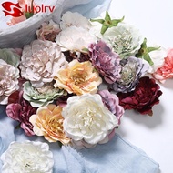 LUOLRV 5PCS Peony Flower Heads, Decorative Scrapbooking Artificial Flower, Flower Heads Silk Flower 