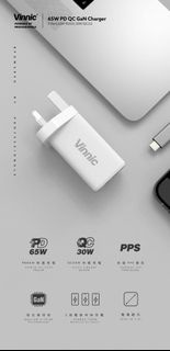 Vinnic 65W GaN PD QC 3輸出充電器