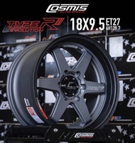 ล้อแม็ก ขอบ18 Cosmis Type-R 18X9.5 et27 6H139.7 CB106 สีกันด้านขอบดำ🎏ราคาโปร1วง✅แถมจุ๊บเหล็ก👍 ล้อแท้