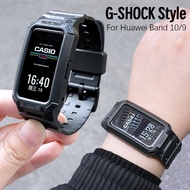 Sport Armor Rugged TPU Strap for Huawei Band 10 9 Wristband CASIO G-SHOCK Style Silicone with Protec