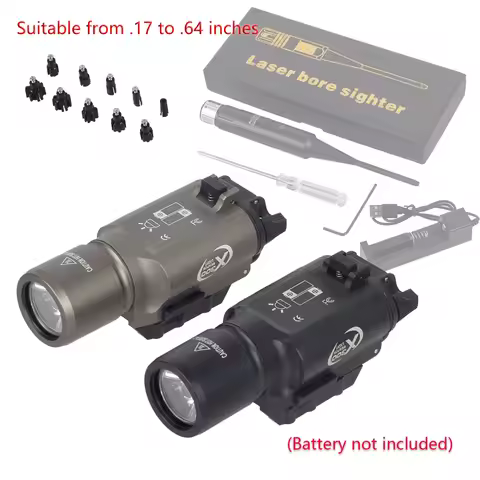 Tactical Surefire X300 Flashlight Weapon LED Light Hunting 0.17-0.64 Caliber Red Green Calibrator LS