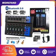 MOREFAND F7 7 Channel Audio Mixer Bluetooth 5.0 48V Phantom Power USB Sound Card for Karaoke Live St