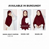 [Tudung Viral] Plain Chiffon Shawl 2 Meter | Black, Burgundy, Maroon & Off White