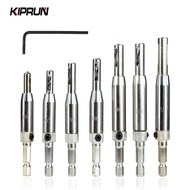 KIPRUN 7pcs Core Drill Bit Set Self Centering Hole Puncher Hinge Tapper for Doors Self Centering Woo