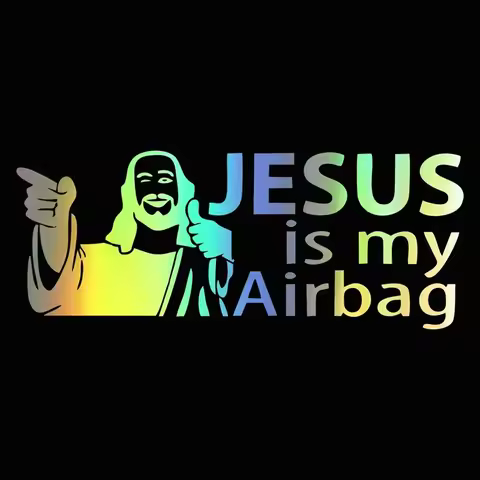 Car Stickers JESUS IS MY AIRBAG Vinyl Car Motorcycle Sticker Decals Black/Silver 15CM*6CM