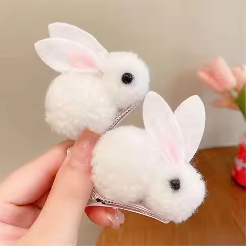 Plush Rabbit Hairpin Bunny Bunny Hairpin Bunny Barrettes Headwear Cute Hair Pin Hair Clips Little Gi