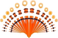 Acrylic Ear Stretching Kit Tapers Plugs Silicone Tunnels Gauges Expander 14G-00G Jewelry 50 Pieces S