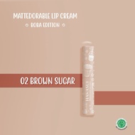 Hanasui Mattedorable Lip Cream Lipstick Boba Edition 6 Pilihan Warna (01 Forrest Berry 02 Brown Suga
