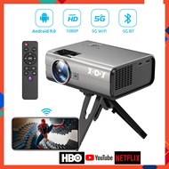 Free Tripod 4K Smart Projector Full HD 1080P LCD Mini Projector 5G WIFI Bluetooth Android 9.0 Protable Projector Video Player Home Theater