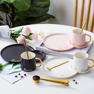 > READY HANYA WARNA PINK Cangkir Minum Teh Tatakan Set Gelas Keramik Kopi Mug Susu 350 ML Glass Cup 