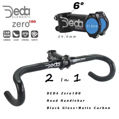 DEDA Zero100 Road Handlebar Black Gloss+Matte Carbon Fiber 31.8mm Road Bike Handlebar Drop Bar Bicyc
