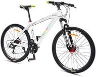 Fashionable Simplicity 27-Speed Mountain Bikes Front Suspension Hardtail Mountain Bike Adult Women Mens All Terrain Bicycle With Dual Disc Brake Red (Color : White, Size : 26Inch)