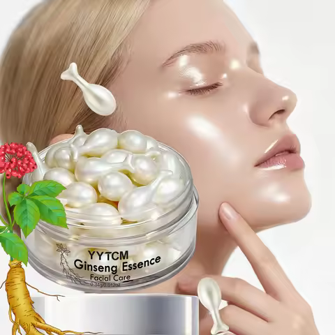 Ginseng Essence Capsules, Moisturizing and Firming Essence Serum, Contains Squalane, Niacinamide, Vi