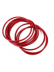 10pcs/Set Bohemian Multilayer Ultra-Thin PVC 3mm Bracelet Set, Colorful Ring Chain Bracelet Suit, Su