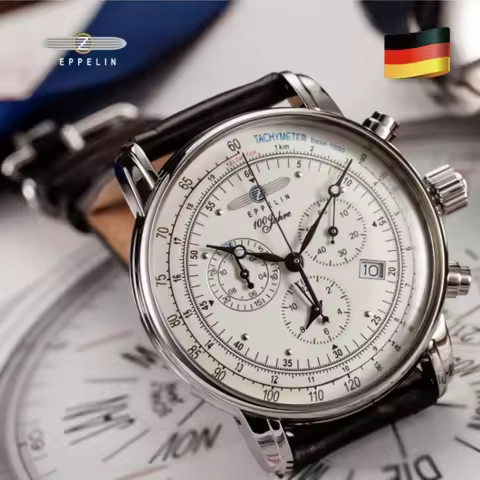 New Zeppelin Airship Automatic Mens Watch Leather Case Band Fashion Business Casual