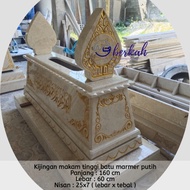 Kijingan makam super mewah batu marmer putih full grafir 160x60