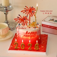 2026 New Year fireworks cake decoration acrylic card Spring Festival Horse New Year Party digital ca