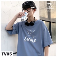 Short Sleeve T-shirt 2s Clothing Unisex Cotton Oversize Wide Form Cheap Printed Smile Drew TV05