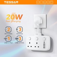 TESSAN Multi Plug Extension Fast Charger Adapter with USB C Surge Protector Power Socket Adaptor
