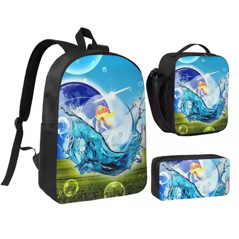 Frutiger Aero Backpack Boys Girls BookBag School Bag Shoulder Bags 3ps Insulated Lunch Bag Pencil Ca