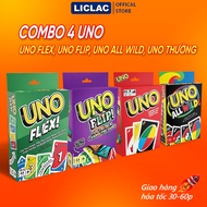 COMBO 4 Bài Uno Flip Uno Flex Uno All Wild Uno Thường giấy cán màng Cao Cấp Board Game UNO