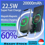 🇸🇬[READY STOCK]20000mAh Magnetic Wireless Powerbank With 20W Fast Charging Battery Compatible PD15W Wireless Charging