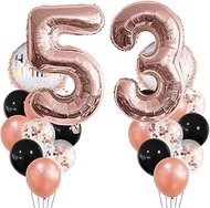 Rose Gold 53th Party Balloon Decorations Gold for Girls Boys XXL Happy 53 Birthday Banner Number 53 