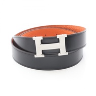 【二手】愛馬仕 Constance Guilloche H 型皮帶，小牛皮，男士皮帶，二手 A