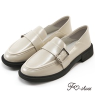 FM SHOES Classic Buckle Loafers Beige