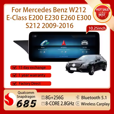 10.25 inch Carplay Android 14 Radio Snapdragon 685 For Mercedes Benz W212 E-Class E200 E230 E260 E30