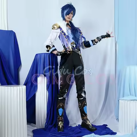 Genshin Impact Kaeya Cosplay Costume Uniform Wig Anime Halloween High-quality Costumes for Men Game