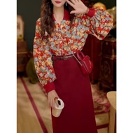 MILI Retro 2-Piece Set - Vintage Floral Print, HK Style, 3XL