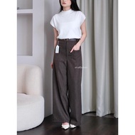Sivali Elora Pants - Women's Loose Pants Stripe Trouser - Casual Formal Brown Culotte Stripe Pants