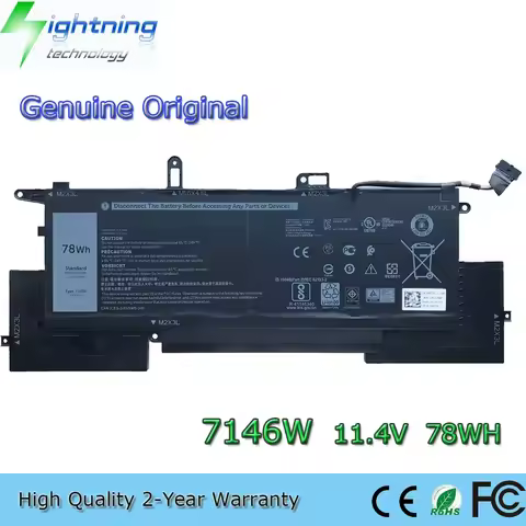 Original 7146W 11.4V 78Wh Laptop Battery for Dell Latitude 7400 E7260 E7270 2-in-1 0C76H7 P110G