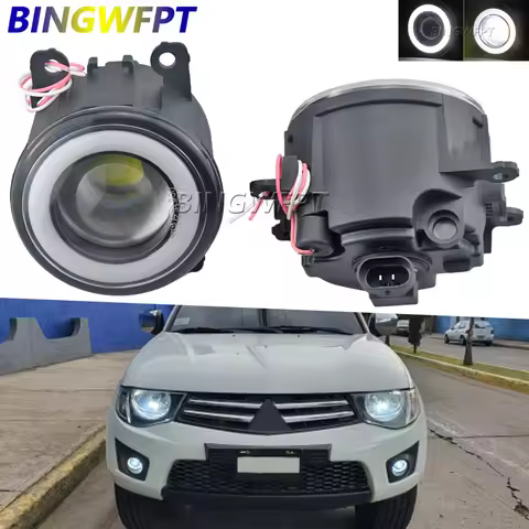 2X H8/H11 12V Car Front LED Fog Light Angel Eye DRL For Mitsubishi L200 2008-2015 For Mitsubishi Tri