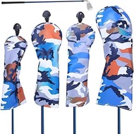 4pcs PU Leather Golf Headcovers Golf Driver FW Wood Hybrid Head Cover Golf Blade Putter Cover Golf C