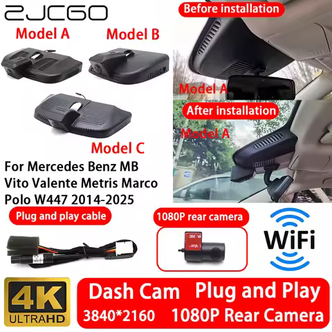 for Mercedes Benz MB Vito Valente Metris Marco Polo W447 2014-2025 4K 2160P Front Rear Camera Dash C