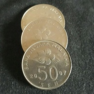 uang logam kuno 50 sen Malaysia 1set isi 3 (2007 2009 2010)