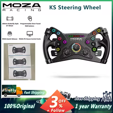 MOZA Racing KS Steering Wheel 300mm Butterfly Style GT Wheel With Programmable Short Travel RGB Butt