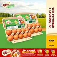 QL Eggs Day 1 Omega 3 & DHA - Medium 20pcs Fresh Egg Farm Fresh Egg Telur Segar