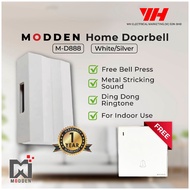 [MODDEN] Mechanical Ding Dong Home Door Bell Chime M-D888 [White/Silver] (Metal Striking Sound) || D