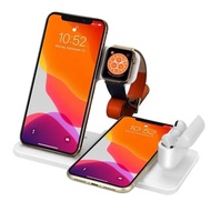 ECILY แท่นชาร์จไร้สายเร็ว15W สำหรับ I-Phone 15 14 13 12 11 8 A-Pple Watch 4 In 1พับได้แท่นชาร์จสำหรั