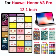 For Huawei Honor V8 Pro 12.1 inch 2022 Fashion new tablet protective case Huawei Honor V8 Pro 12.1'' ROD-W09 high quality Colored checkeredanti expression arabesques flip leather stand cover For Huawei case