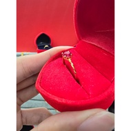 IDEAL Original Emas 375 Gold Cincin Love Batu Merah Simple Red Stone Merisik Tunang Engagement Tahan