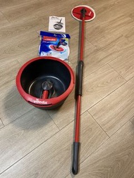 微力達手壓式平板旋風拖+ 拖把布x2(全新未拆拖把布x1+九成新拖把布x1)