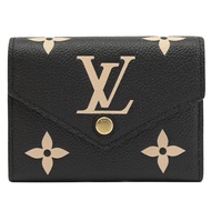 Louis Vuitton LV M80968 VICTORINE 經典壓紋牛皮三折零錢短夾.黑/米白